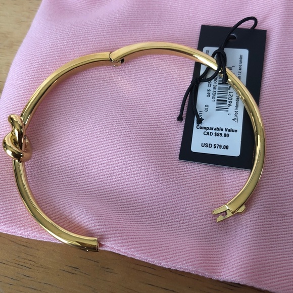 Kate Spade Gold Tone Loves Me Knot Love Knot Bangle OS NWT & Dust Bag - Picture 10 of 12